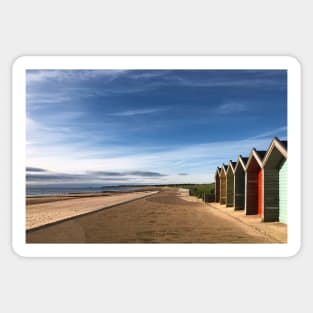 Blyth beach huts in July sunshine Sticker